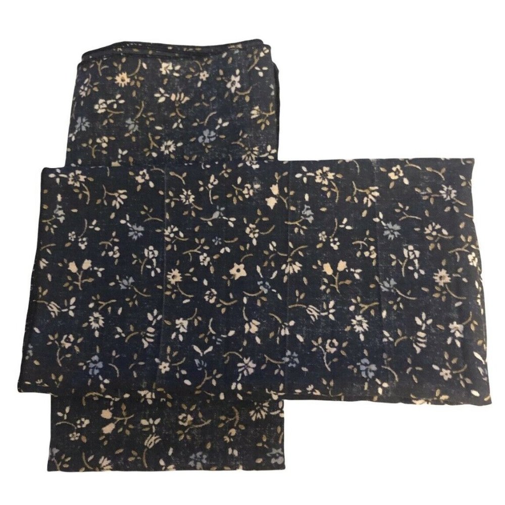 Vintage Bundle Of 2- 16”x16” Square Blue Ladies Blue Floral Handmade‎ Hankies